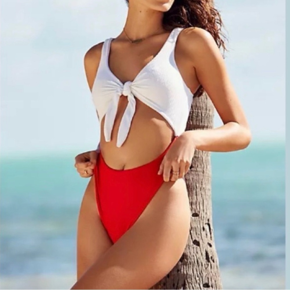 LNA Lee + Lani “Coquina” White and Red Swimsuit EUC - Picture 2 of 3